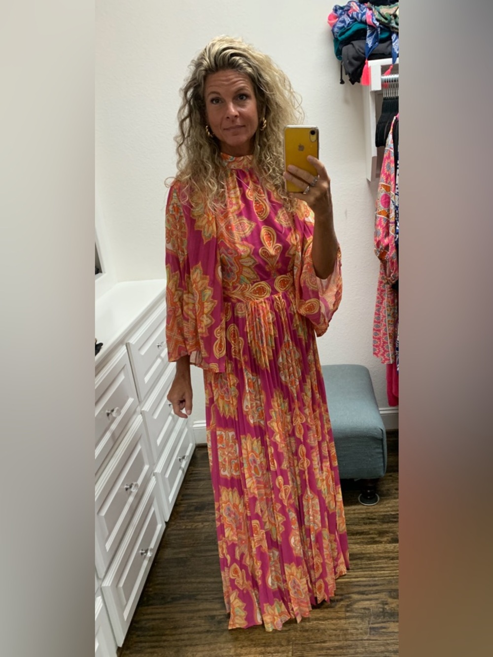 NWT Flying Tomato Women's Pink Paisley Pleated Maxi Dress size small